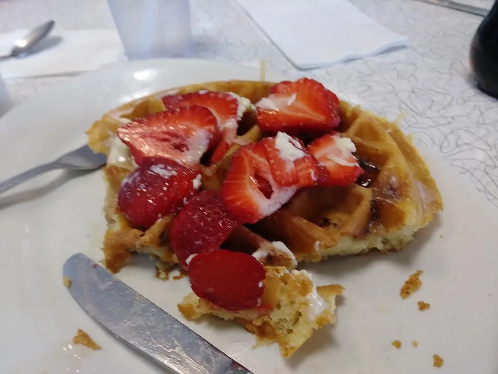 Pecan Waffle with Fresh Strawberries